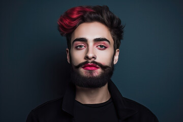 portrait of man with makeup, ai generated