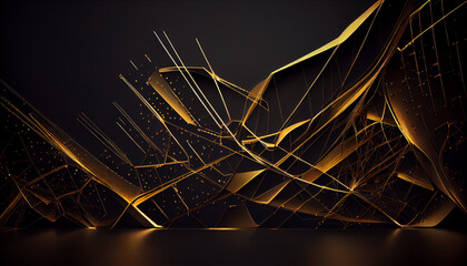Black and gold Network Lines form a Futuristic Ai generated image