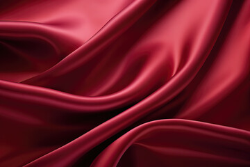 Obraz premium soft silk waves in maroon red color, ai generated