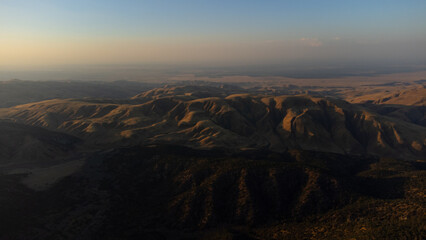 Sun Setting on Mountains in Southern San Joaquin Valley, Kern County