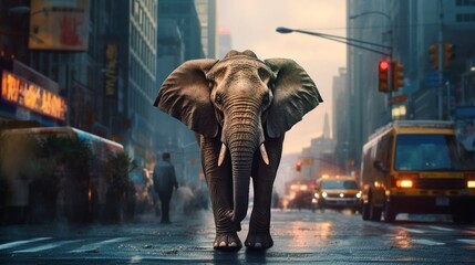 a wild elephant in a big city.Generative AI