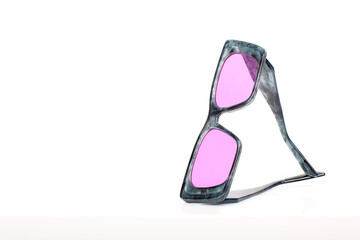  Fashionable sunglasses close up with white background
