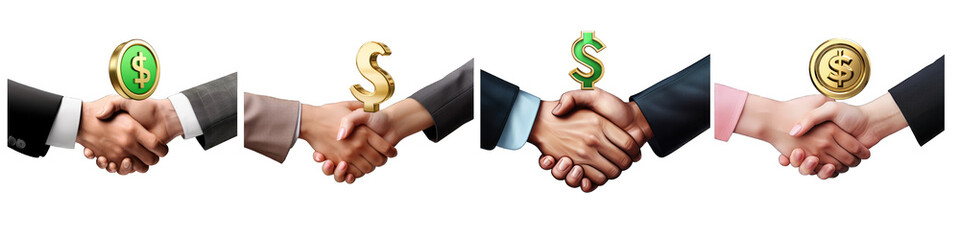 Handshake with Dollar Signs (Business Deal) clipart collection, vector, icons isolated on transparent background