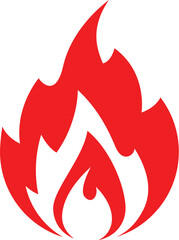 Fire icon red color. Symbol or emblem. vector illustration