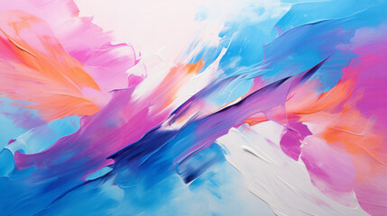 Colorful Abstract Artistic Brush Strokes on Canvas in Vibrant Tones