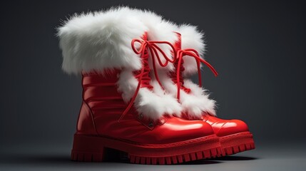 Santa Claus boots on black background