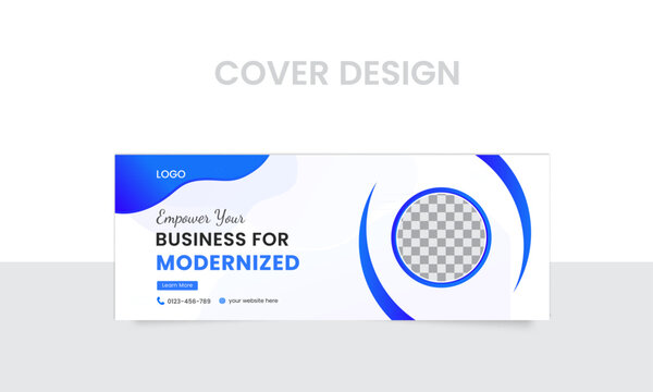 Digital business for Facebook cover photo design with creative shape or web banner for digital modern business