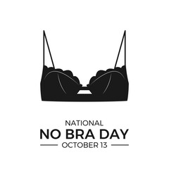 National No Bra Day. Simple vector banner with bra - obrazy, fototapety, plakaty