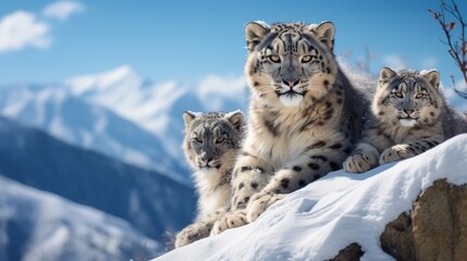 snow leopard in the snow