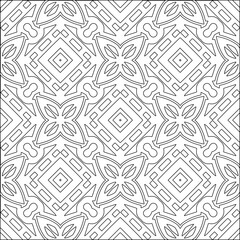 Stylish texture with figures from lines.Abstract geometric black and white pattern for web page, textures, card, poster, fabric, textile. Monochrome graphic repeating design. 
