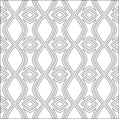 Stylish texture with figures from lines.Abstract geometric black and white pattern for web page, textures, card, poster, fabric, textile. Monochrome graphic repeating design. 