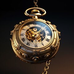 3d rendering of an old classic ancient vintage pocket watch