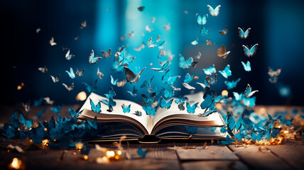 Obraz premium book and autumn leaves
