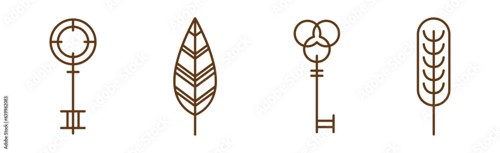 Poster key line icon and symbol isolated on white background vector set