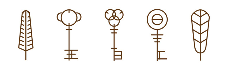 Obraz premium Key Line Icon and Symbol Isolated on White Background Vector Set