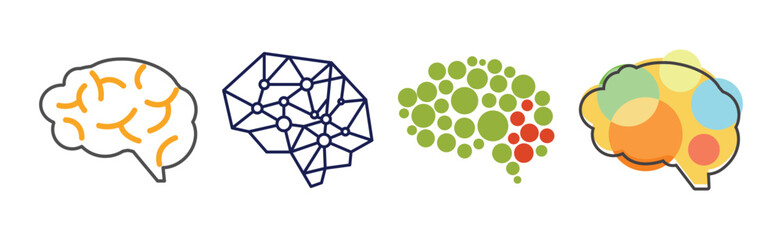 Brain Icon as Smart Idea and Solution Thinking Vector Set
