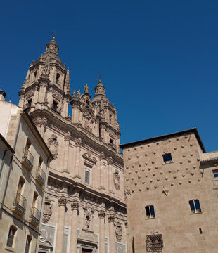 view of antique church in Salamanca city Spain