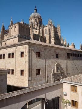 view of antique cathedral in Salamanca city Spain