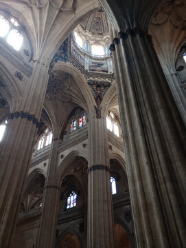 view of interior of antique cathedral in Spain Europe