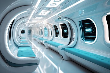 futuristic sci fi concept luxury train metro interior design