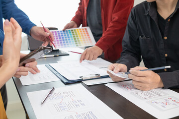 team of UI UX web designer are working together to develop mobile responsive websites with UI UX front end designer previews, UI UX web development ideas, front end designer. application development