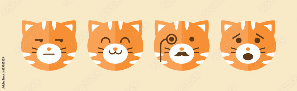 Aufkleber funny ginger cat muzzle or face with different emotion vector set