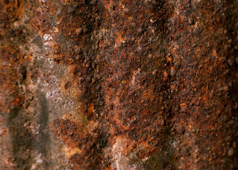Sheet of old metal surface with rusty surface. Abstract macro vintage patern background. Rusty corrugated iron, oxidized corroded metal. Retro style concept.