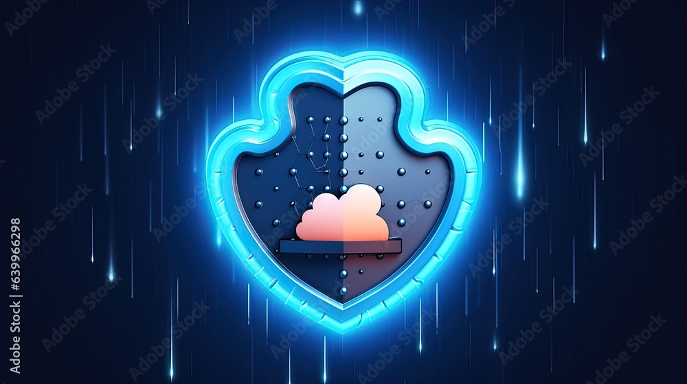 Poster cloud security, security concept with cloud icon on a microchip.