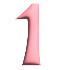 stylized three-dimensional pink numbers from 0 to 9, clipart, isolated