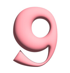 stylized three-dimensional pink numbers from 0 to 9, clipart, isolated