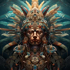 Foto op Plexiglas Illustration of an Aztec warrior. © DALU11