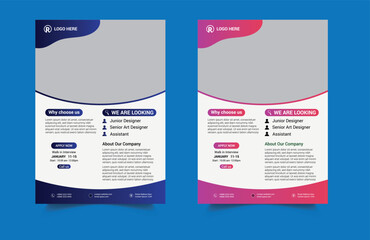 We are hiring flyer design bundle. Job Vacancy Flyer Template or We are hiring flyer template design. Job offer leaflet template. Job vacancy  poster template design. Corporate Business flyer Design.