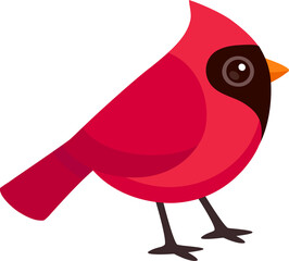 Cute cartoon red Northern Cardinal bird.  Simple clip art illustration.