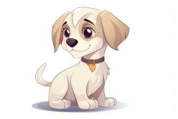 Cute smiling cartoon dog on white background