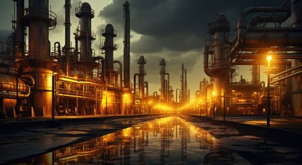 Fototapeta na wymiar oil refinery and gas pipelines Generative AI