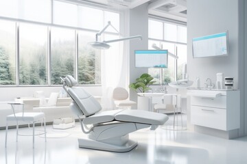 Fototapeta na wymiar Dentist office white interior with medical equipment