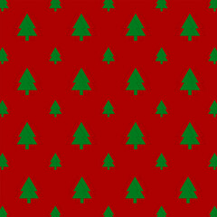 Obraz premium Seamless pattern of Christmas tree background in red and green