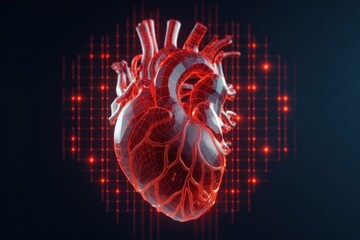 visualization of the red human heart. medicine and innovation. health.treatment
