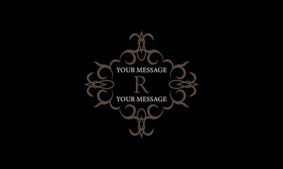 Fototapeta premium The letter R is made in the style of a modern vector line. Luxury elegant logo. Design examples for cafes, hotels, jewelry, fashion, restaurant