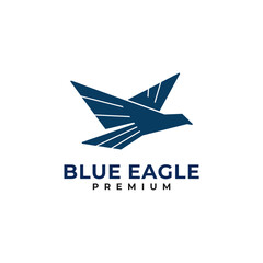 
Blue eagle mascot logo design isolated on white background