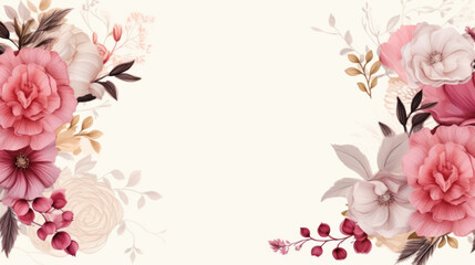 Floral Illustrations wedding invitation empty frame