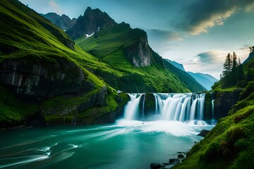 waterfall in the mountains