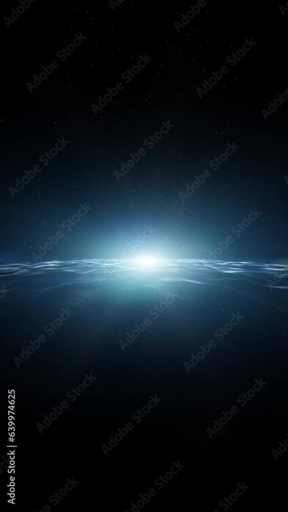 Poster artistic space travel with waves and stars loop animation. vertical background.