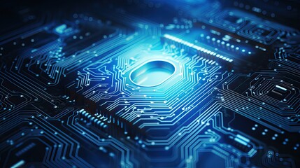 Fototapeta premium Biometric Authentication, Security Concept with Fingerprint on a Microchip.