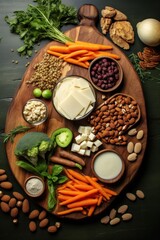 Obraz na płótnie Canvas World Vegetarian Day. kitchen board with a set of seasonings and products for vegetarian dishes
