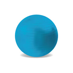Realistic Detailed 3d Blue Pilates Ball Fitball Isolated on a White Background. Vector illustration of Sport Ball