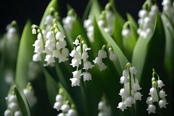 The pretty lilies of the valley, which represent the celebration of March 8, were shown with careful and detailed attention.. Creative resource, AI Generated