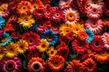 Fototapeta na wymiar Gerberas are pretty flowers that are a great gift for moms on Mother's Day. They are shiny and come in many different colors.. Creative resource, AI Generated