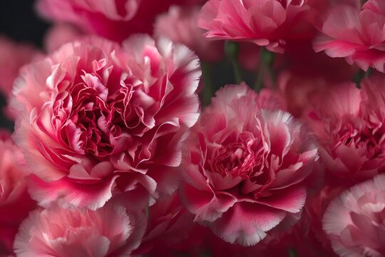 Lovely, fun carnation flowers representing Mother's Day, shown in close-up, detailed pictures.. Creative resource, AI Generated