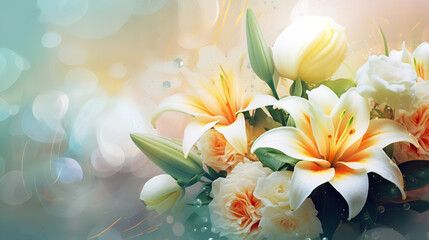 Fototapeta premium summer textured background white flowers Generative AI